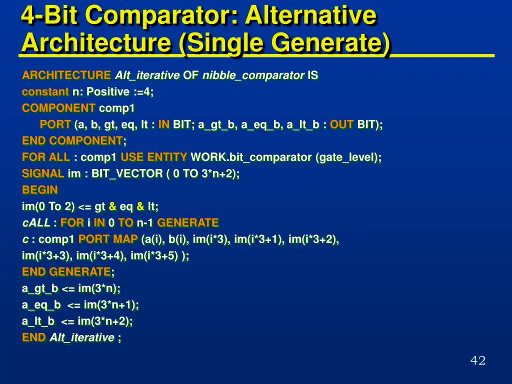4 bit comparator alternative architecture single