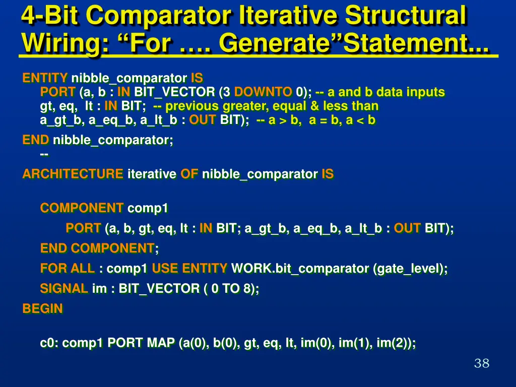 4 bit comparator iterative structural wiring