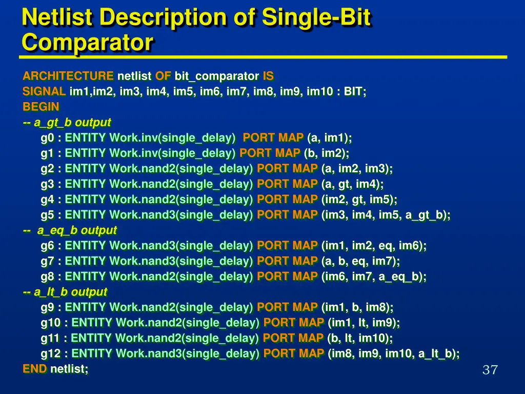 netlist description of single bit comparator
