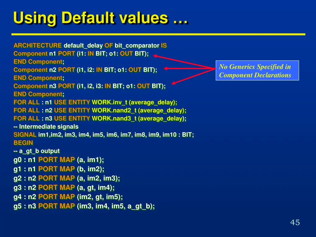 using default values