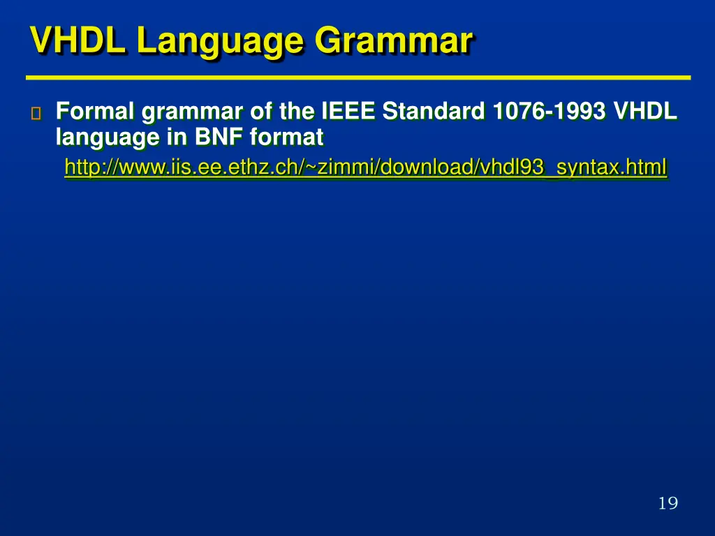 vhdl language grammar