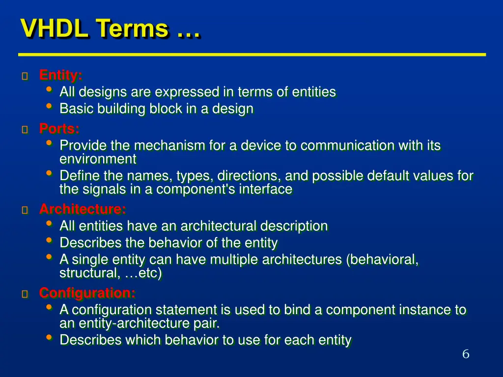 vhdl terms