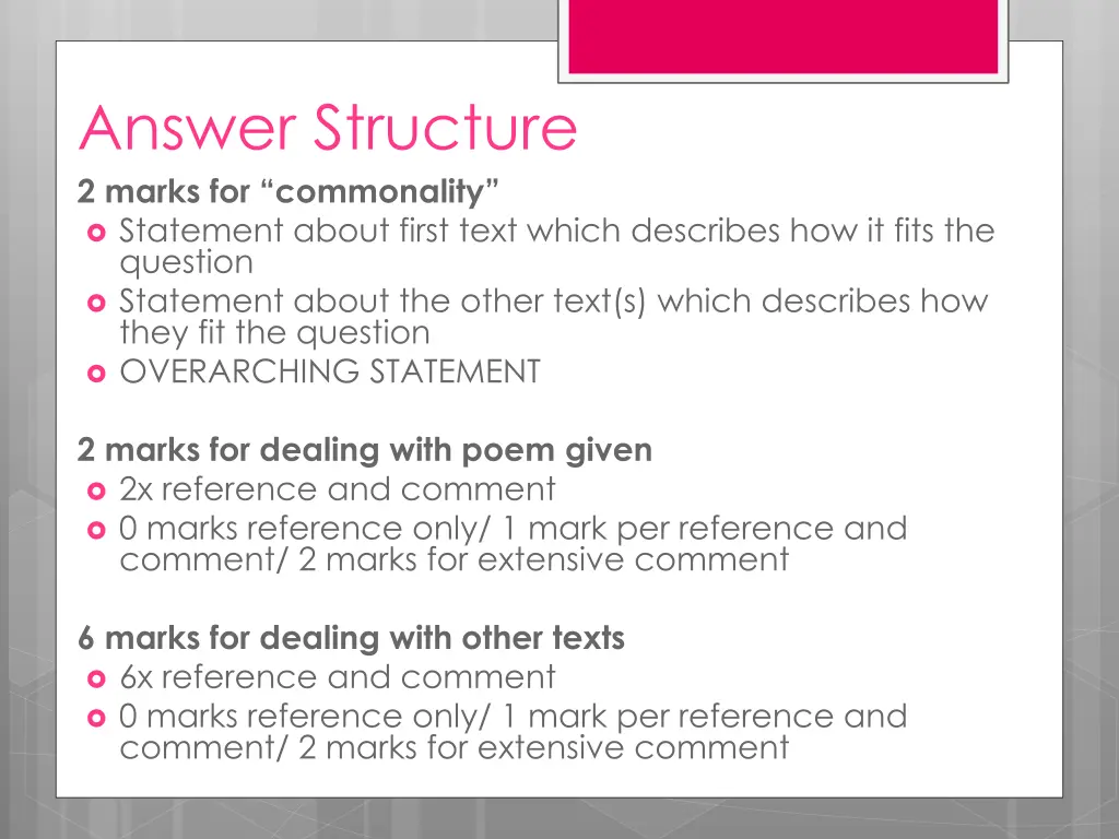answer structure 2 marks for commonality