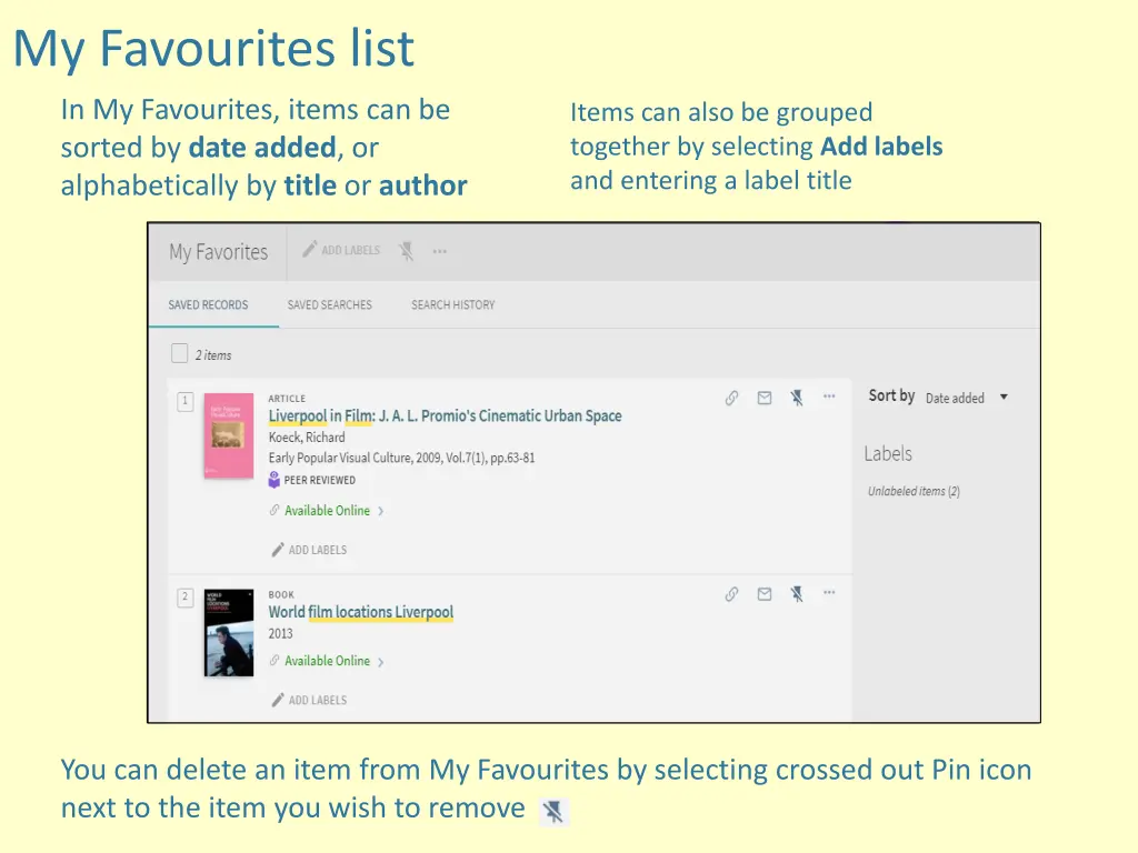 my favourites list in my favourites items