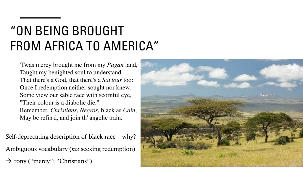 on being brought from africa to america