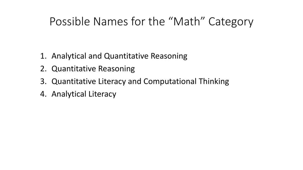 possible names for the math category