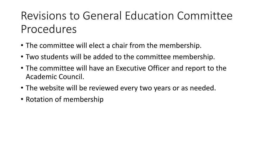 revisions to general education committee
