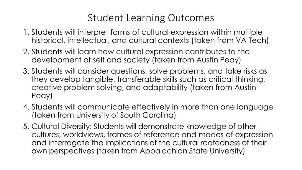 student learning outcomes 1