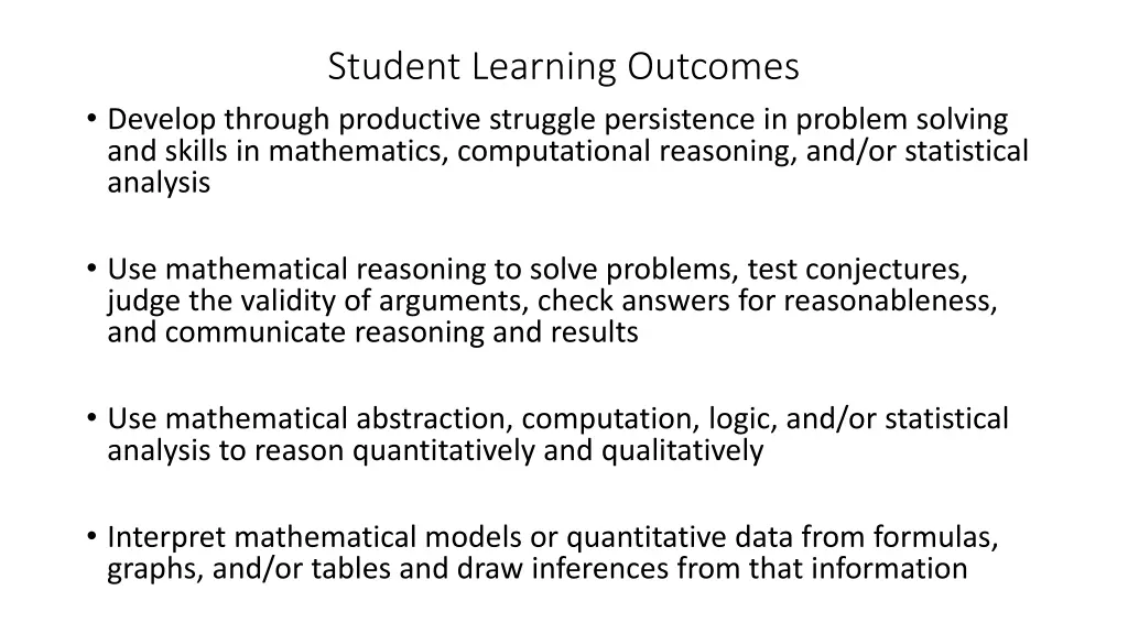 student learning outcomes