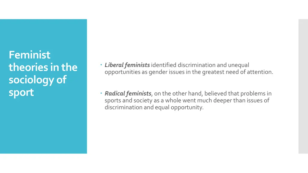 feminist theories in the sociology of sport