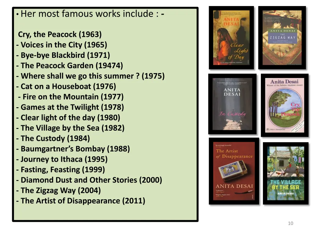 her most famous works include 1