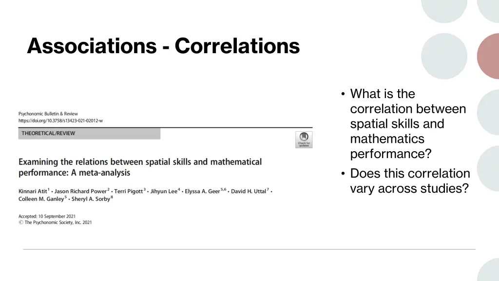 associations correlations