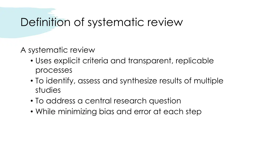 definition of systematic review
