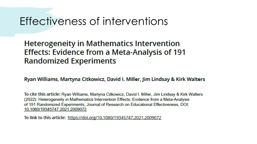 effectiveness of interventions 1