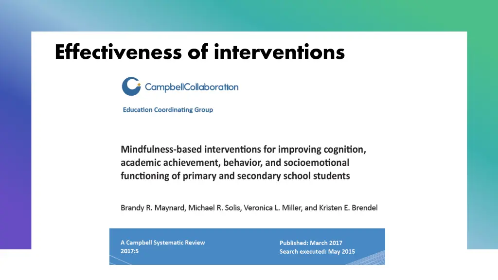 effectiveness of interventions