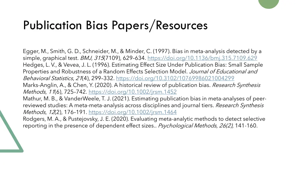 publication bias papers resources