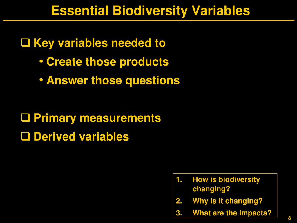 essential biodiversity variables