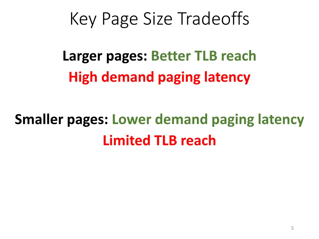 key page size tradeoffs 1