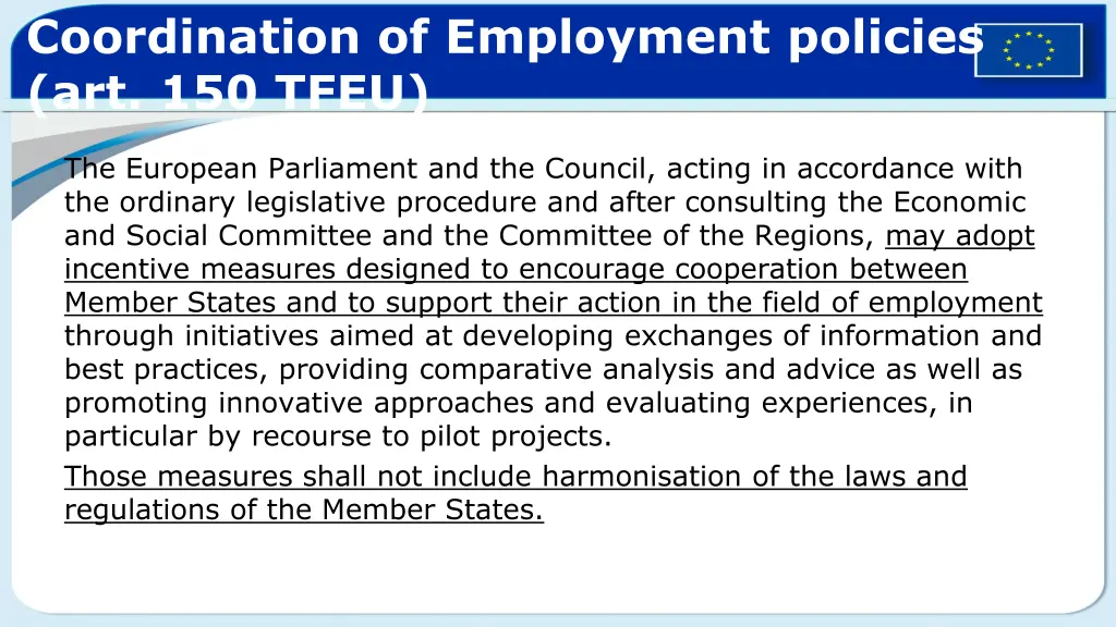 coordination of employment policies art 150 tfeu