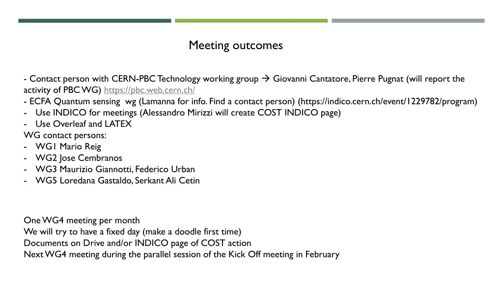 meeting outcomes