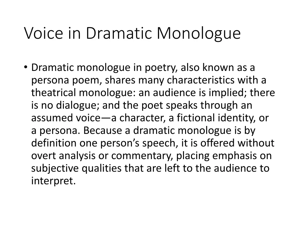 voice in dramatic monologue