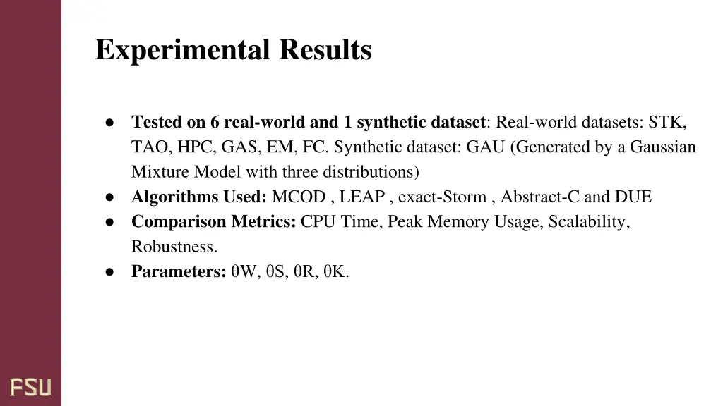 experimental results