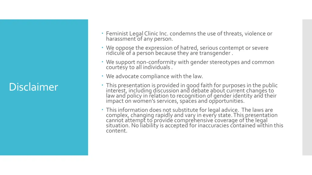 feminist legal clinic inc condemns
