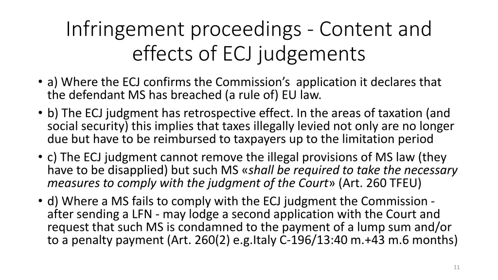 infringement proceedings content and effects