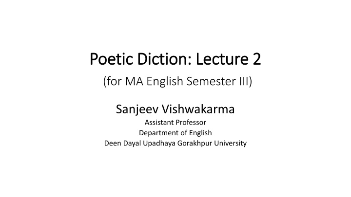 poetic diction lecture 2 poetic diction lecture