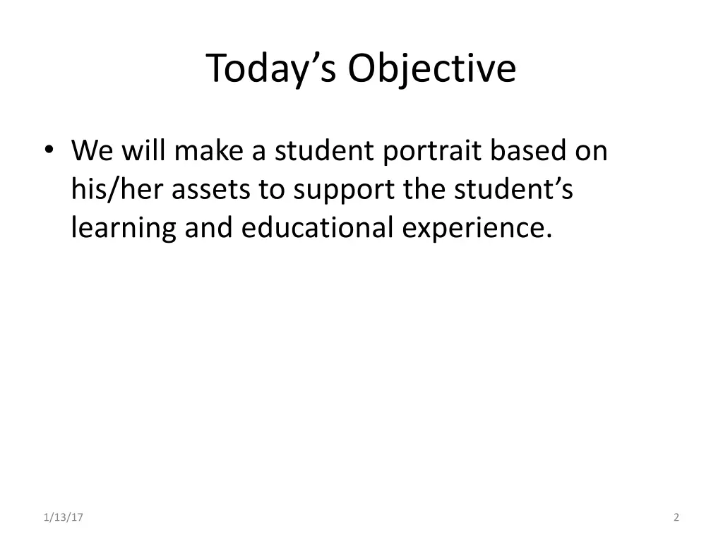 today s objective