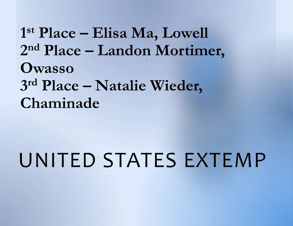 1 st place elisa ma lowell 2 nd place landon