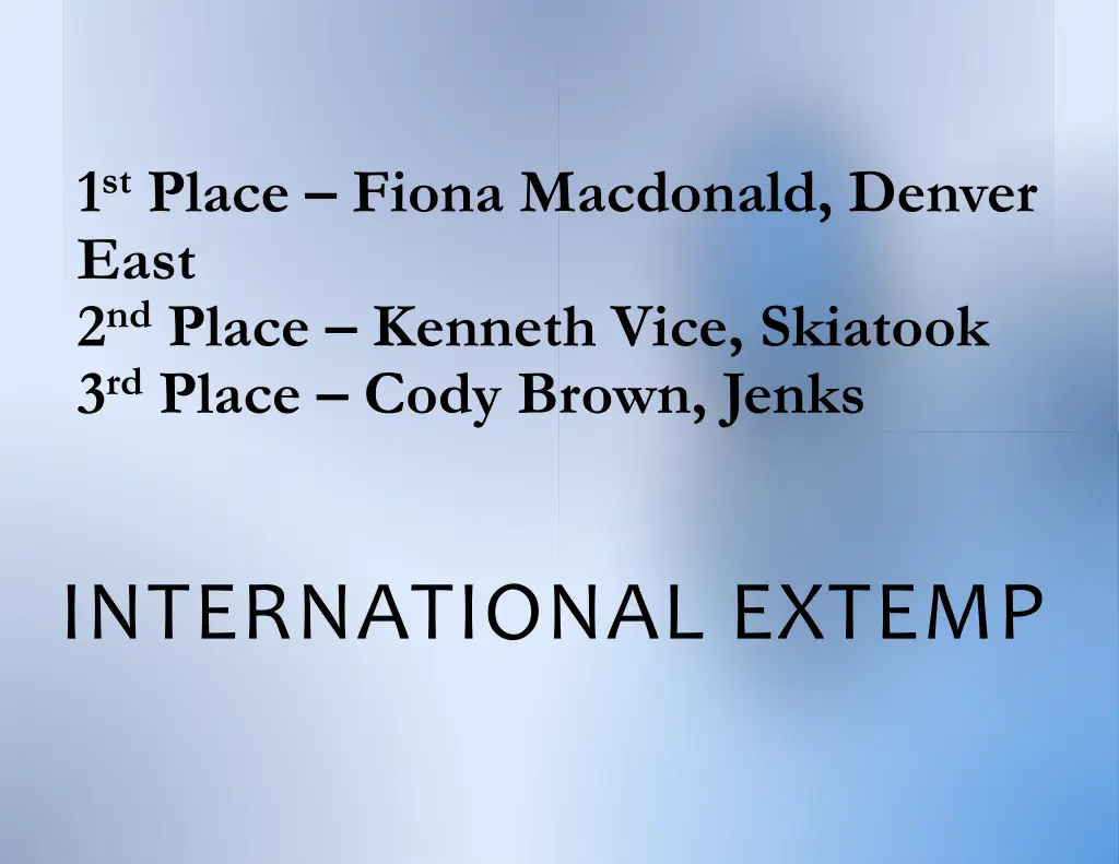 1 st place fiona macdonald denver east 2 nd place 1