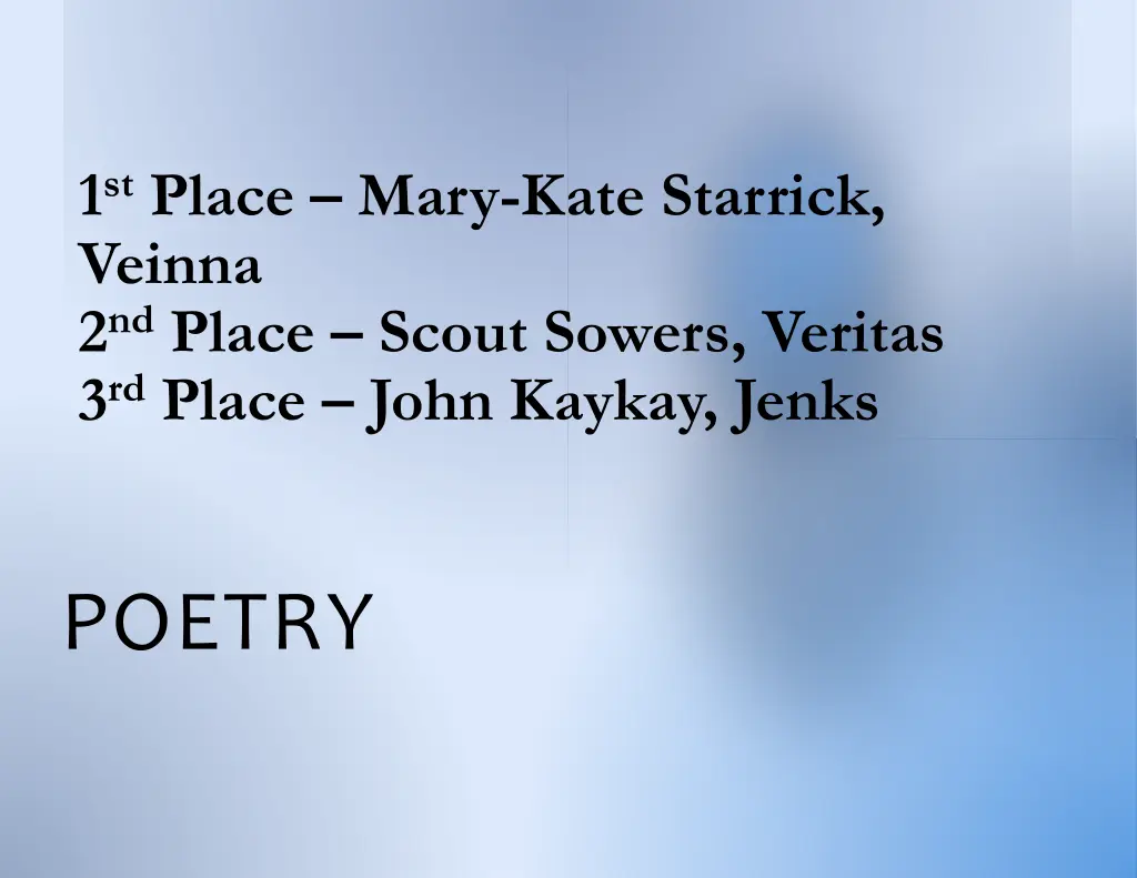 1 st place mary kate starrick veinna 2 nd place