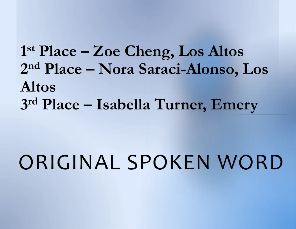 1 st place zoe cheng los altos 2 nd place nora