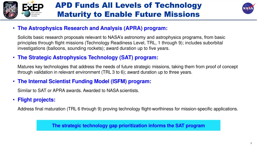 apd funds all levels of technology maturity