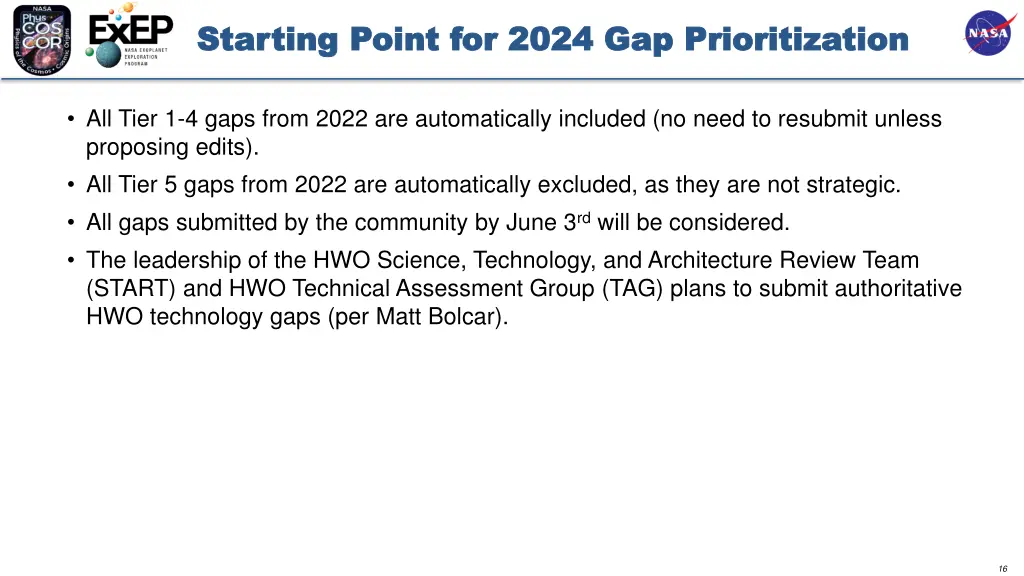starting point for 2024 gap prioritization