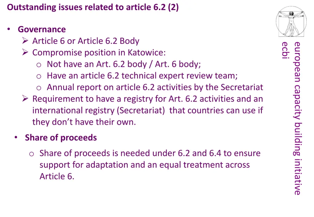outstanding issues related to article 6 2 2