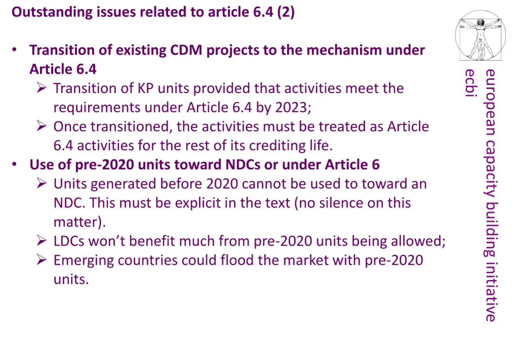 outstanding issues related to article 6 4 2