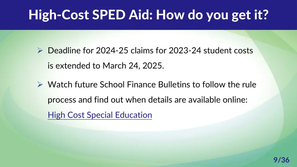 high cost sped aid how do you get it