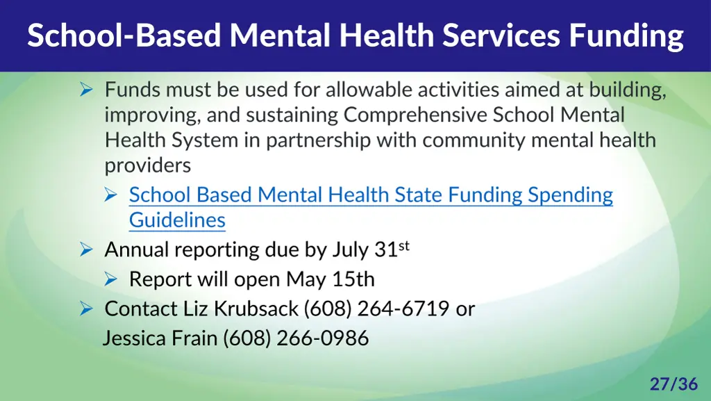 school based mental health services funding 1