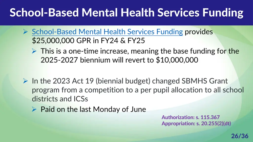 school based mental health services funding