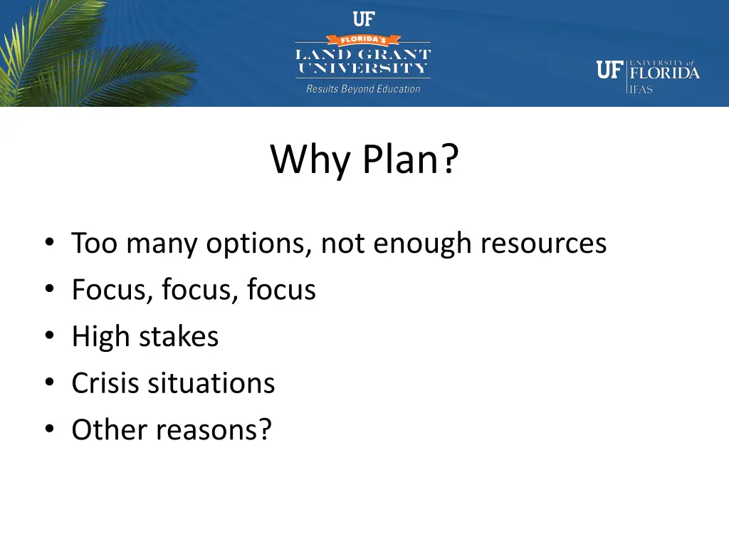 why plan