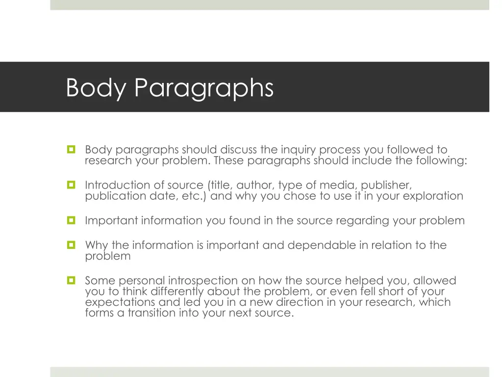 body paragraphs