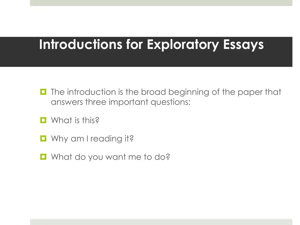 introductions for exploratory essays