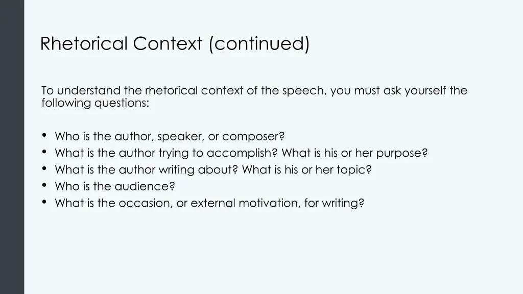 rhetorical context continued