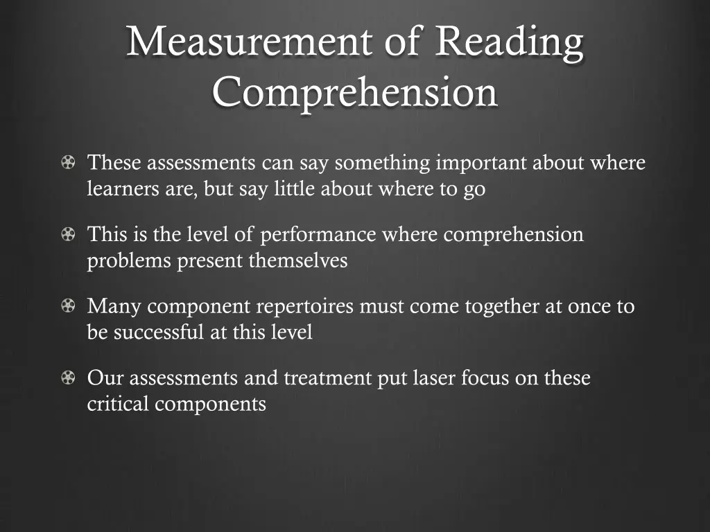 measurement of reading comprehension 1