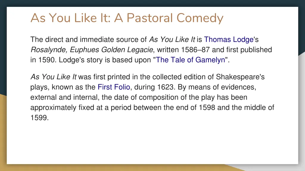 as you like it a pastoral comedy