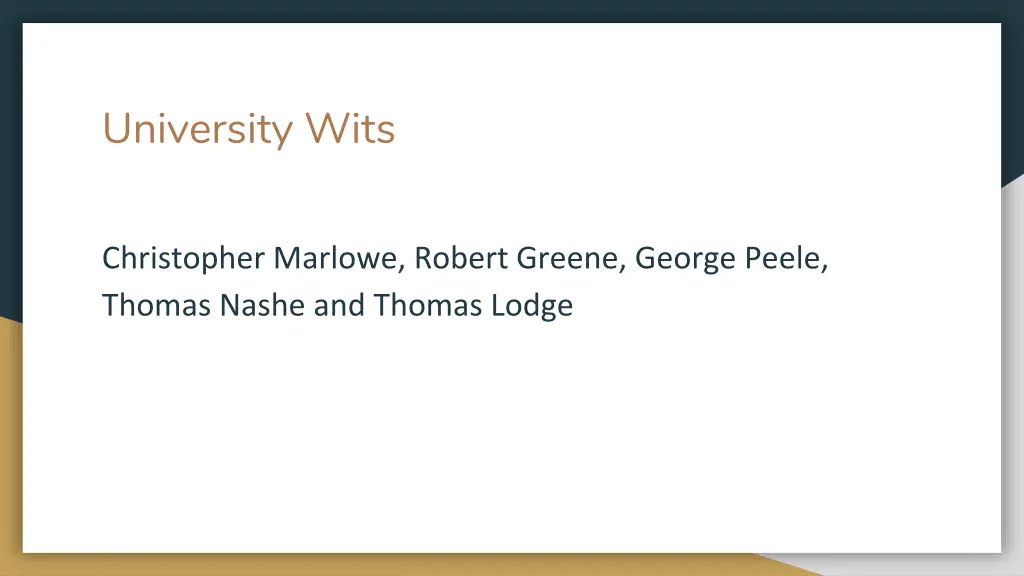 university wits