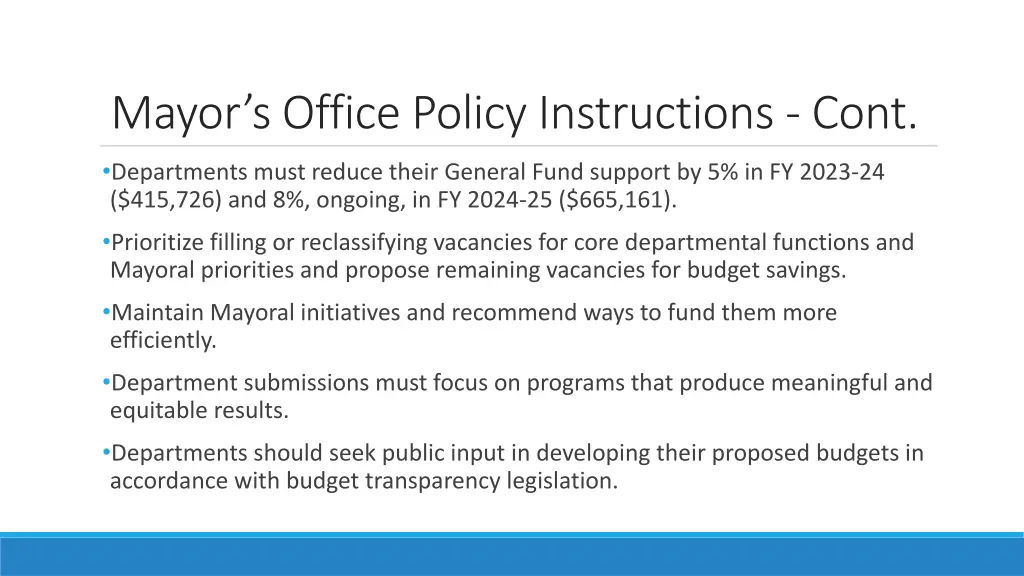 mayor s office policy instructions cont