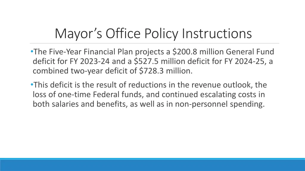 mayor s office policy instructions the five year